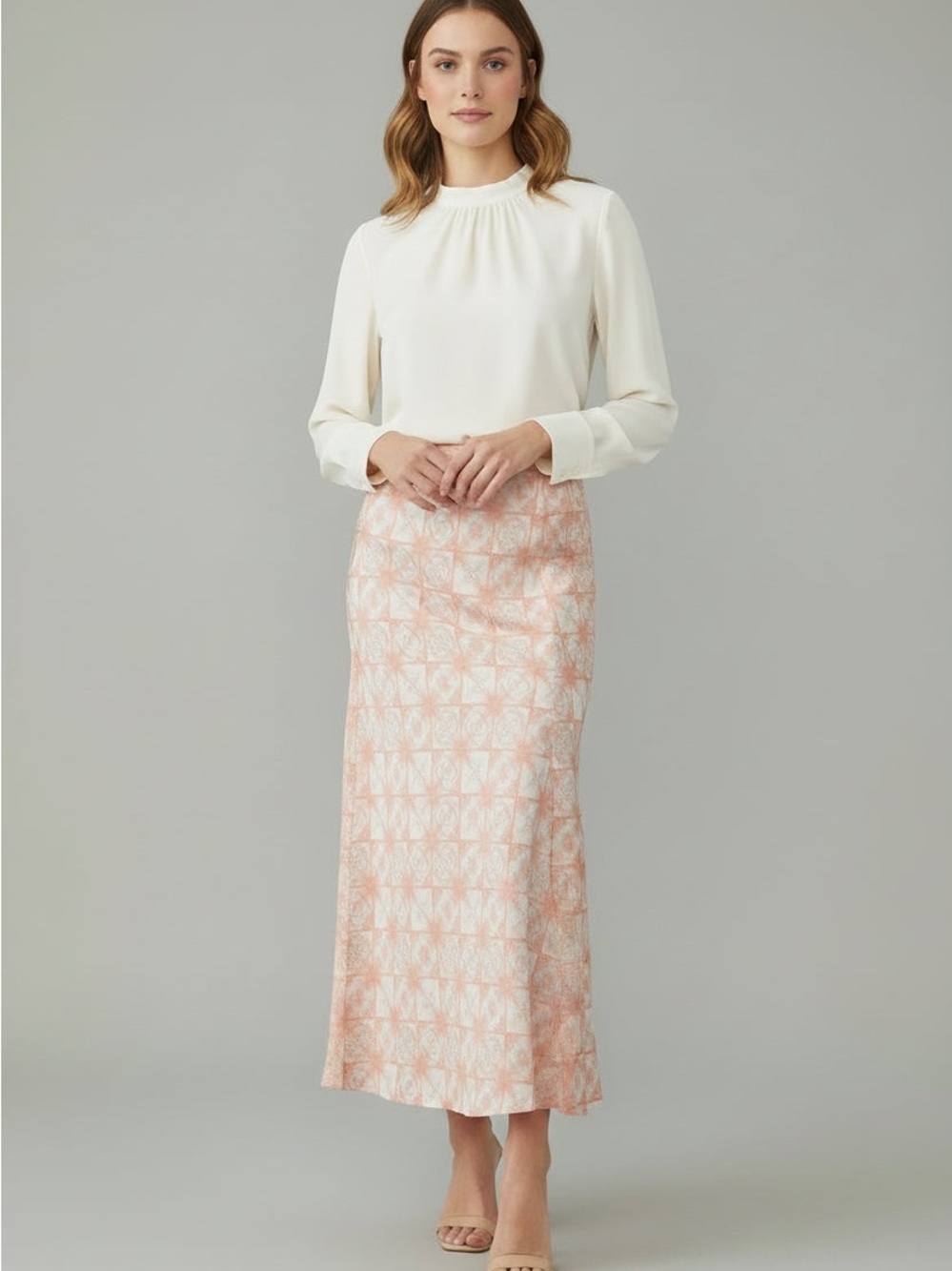 Light Peach Printed Maxi Skirt - Women's Peach Floral Skirt